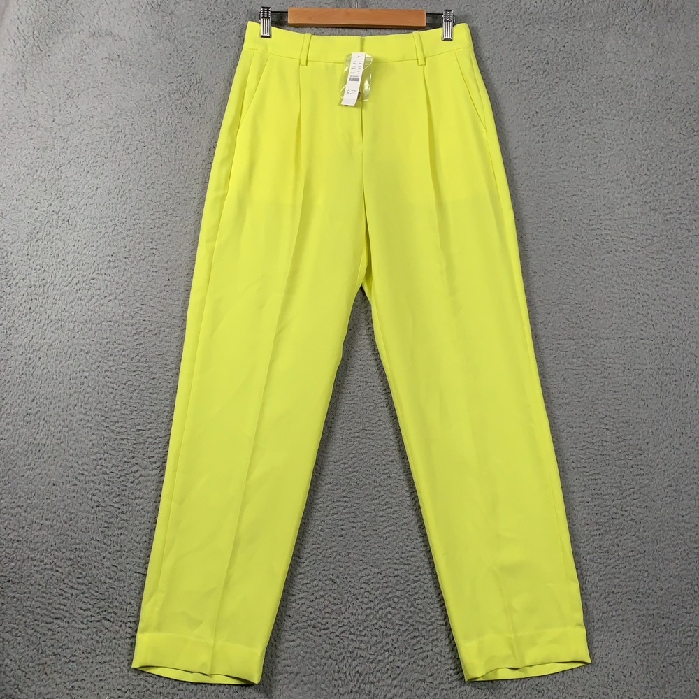J.Crew Essential Pant In City Crepe Womens 4 Yellow Straight Leg High Rise Pleat